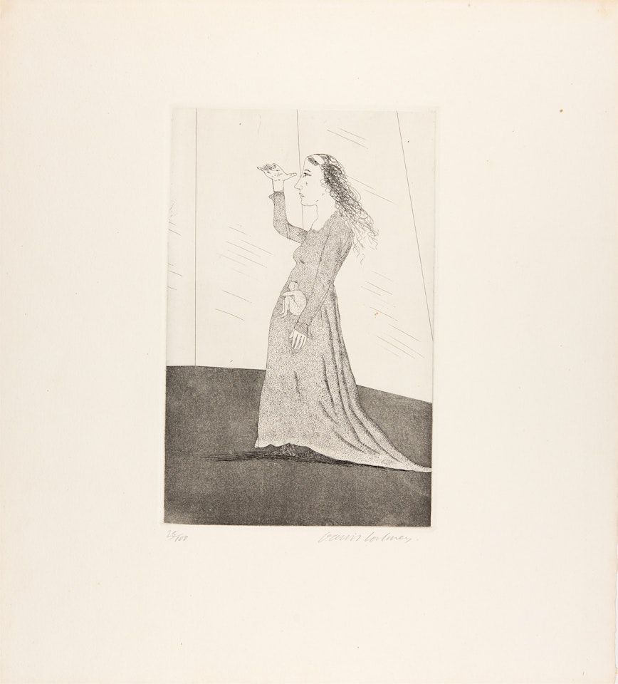 The princess searching (from: illustrations for six fairy tales from the Brothers Grimm, The little sea hare) by David Hockney