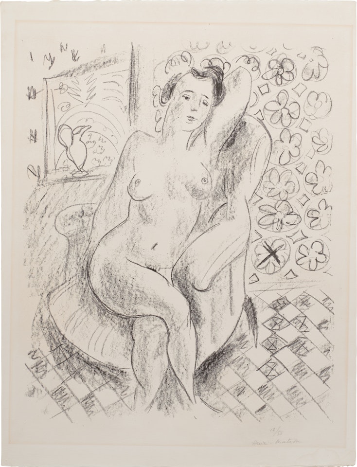 Nu au fauteuil sur fond moucharabieh by Henri Matisse