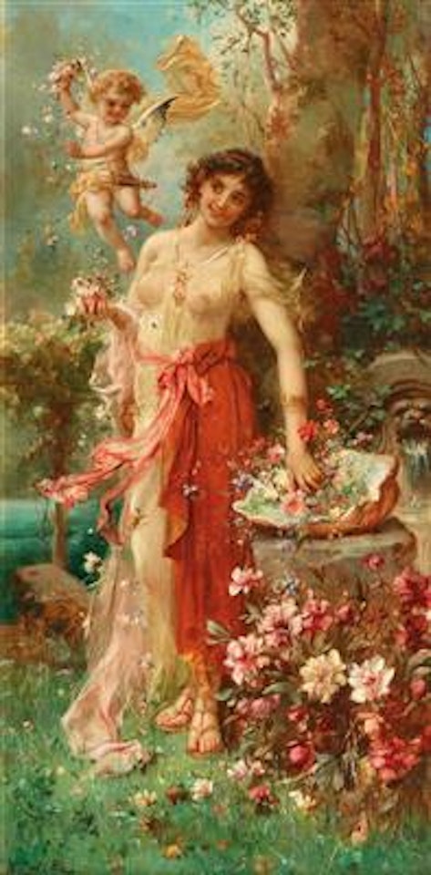 In the flower garden by Hans Zatzka