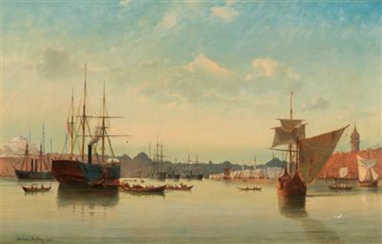 A view of the port in Istanbul by Anton Melbye