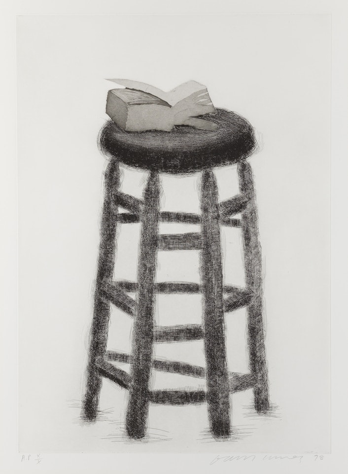 Wooden Stool with Book (Pace 6) by David Hockney