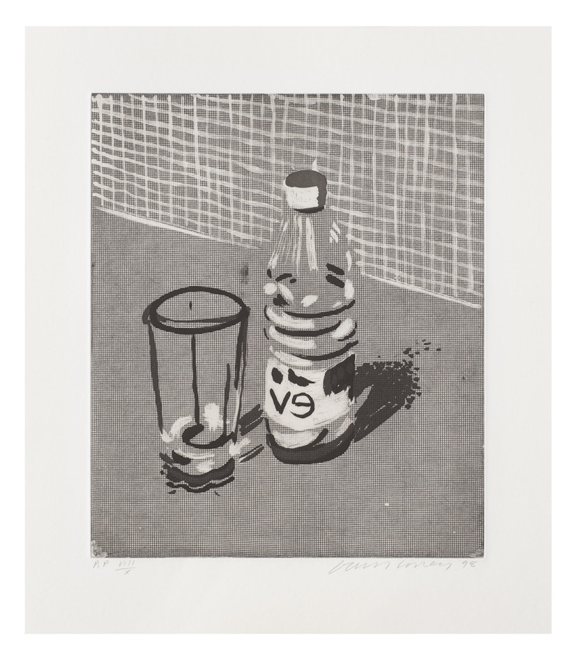 Glass and Bottle by David Hockney