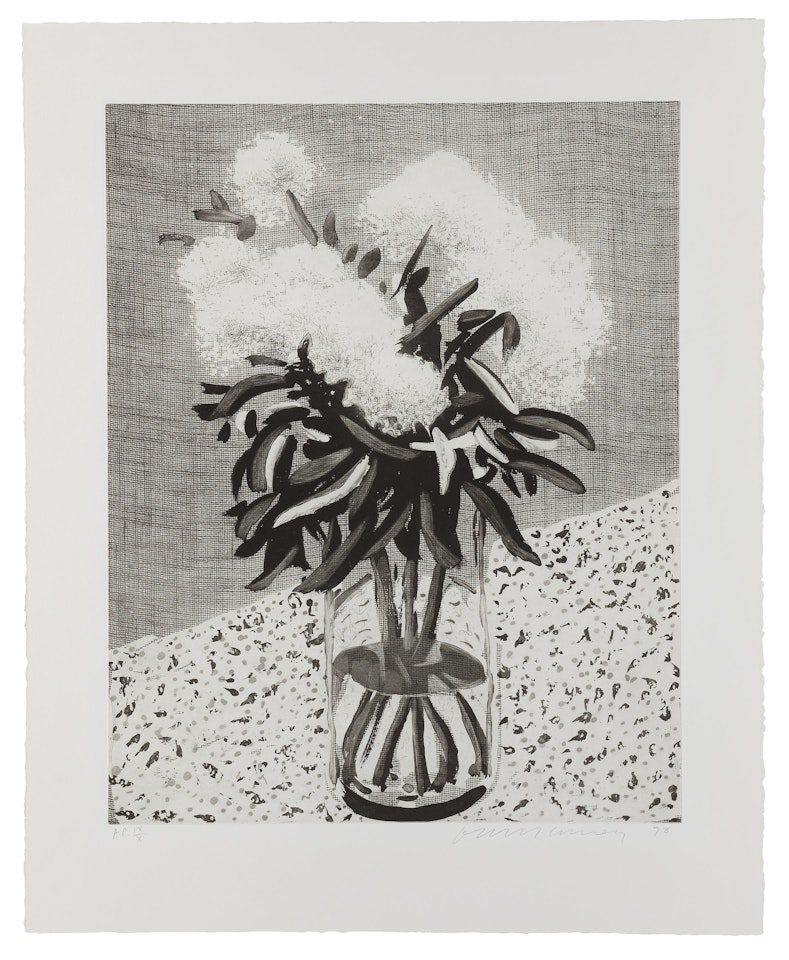Peonies in a Glass Vase (Pace 2) by David Hockney