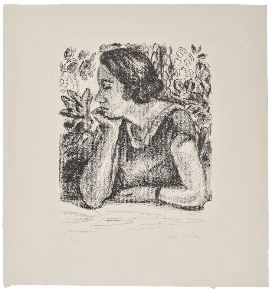 Visage de profil reposant sur un bras, paravent Louis XIV by Henri Matisse