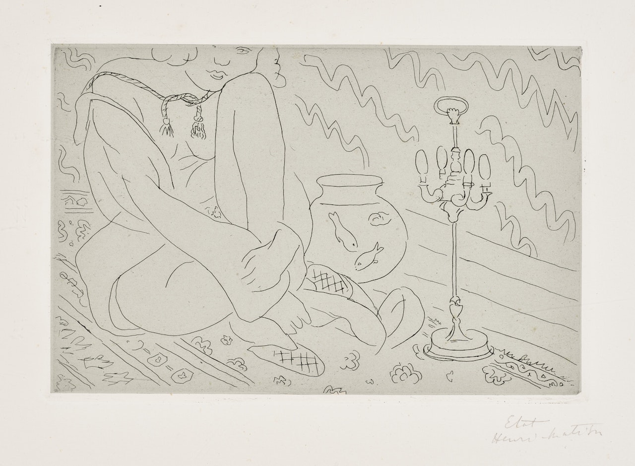 Figure au visage coupé assise dans un intérieur by Henri Matisse