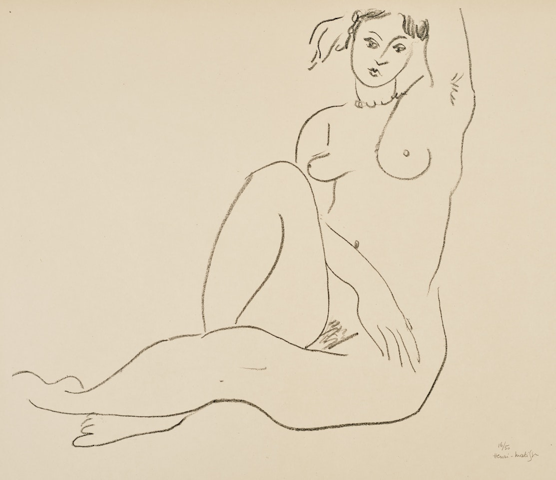 Nu assis, bras gauche sur la tête by Henri Matisse