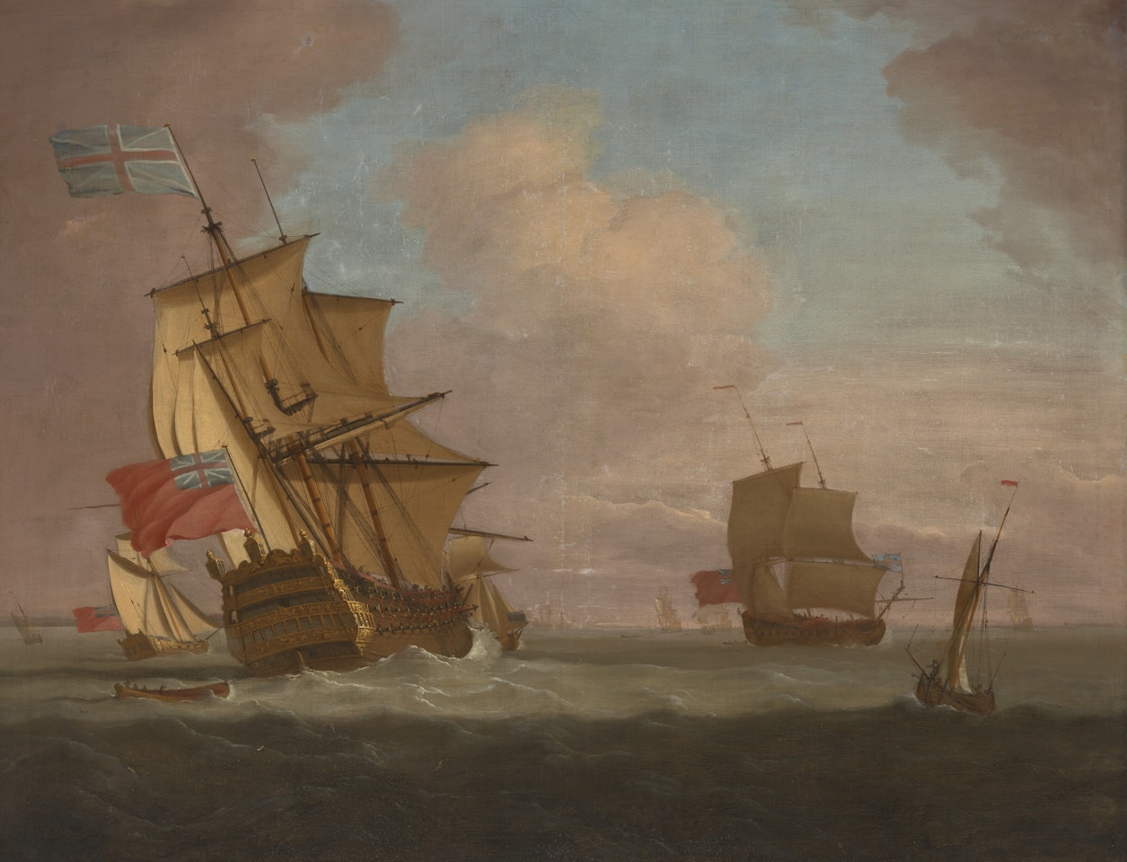 A British man-of-war and other vessels at sea by Peter Monamy