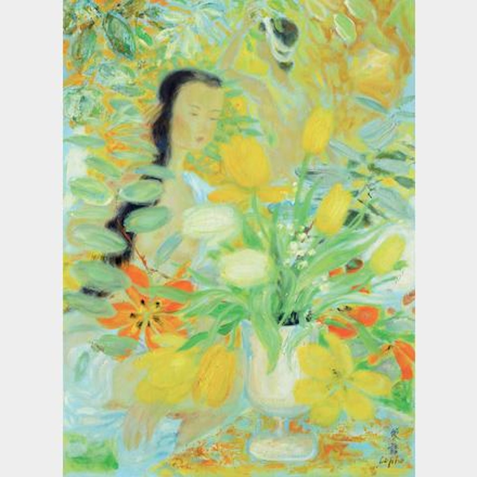Lady with Flower by Le Pho