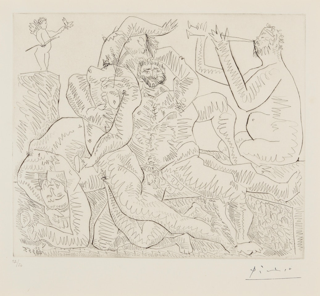 Scène bucolique avec Amour en haut à gauche (Bloch 776, Baer 951) by Pablo Picasso