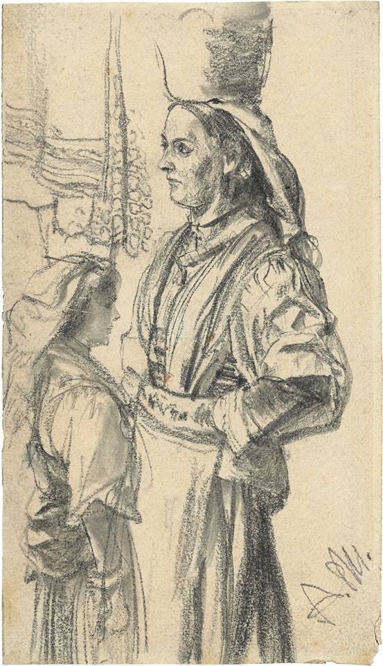 Study of an Italian woman by Adolph Menzel