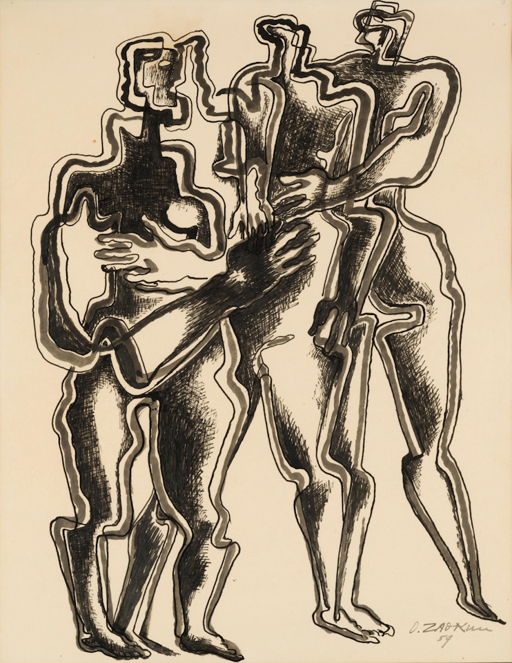 Trois amis by Ossip Zadkine