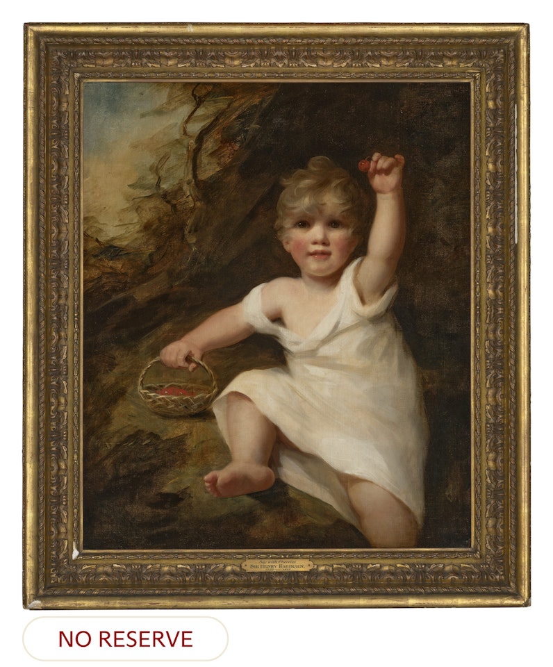 Portrait of a young boy, full-length, holding a basket of cherries by Henry Raeburn