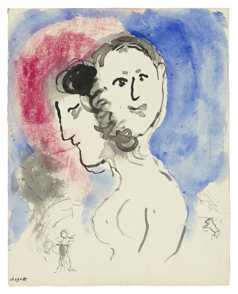 Gouache préparatoire pour "Lettres d"Hivernage" de Léopold Sédar Senghor by Marc Chagall