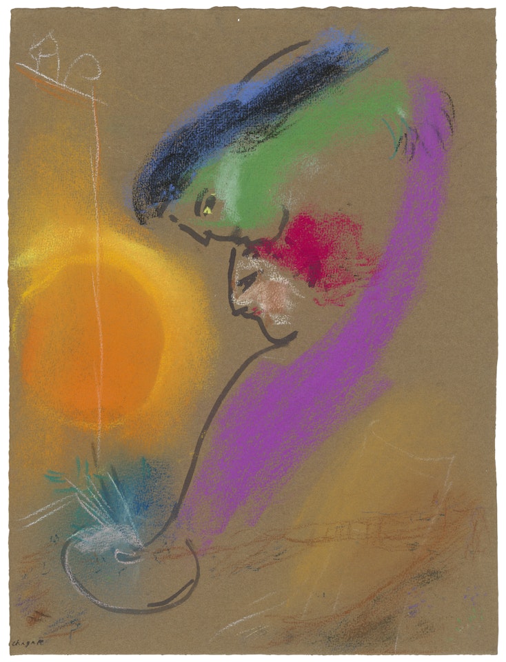 Peintre de profil et son soleil aux couleurs de Paris by Marc Chagall