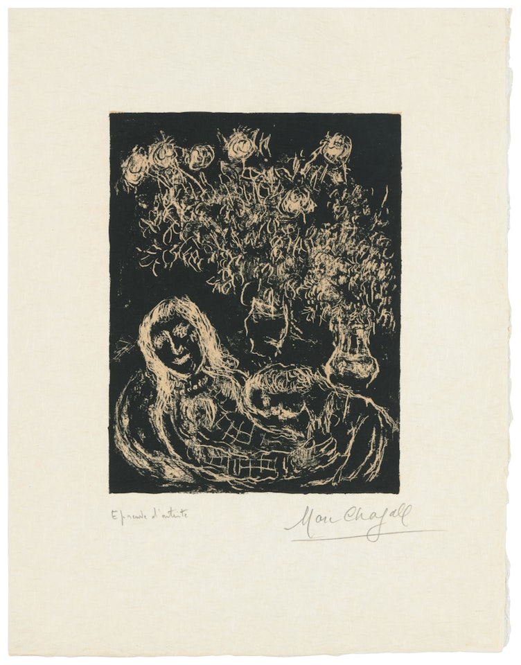 Couple sur Fond noir by Marc Chagall