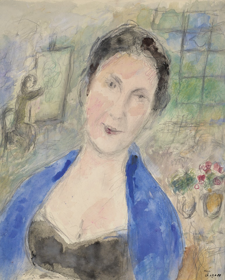 Portrait de femme à l"atelier à Saint Paul by Marc Chagall