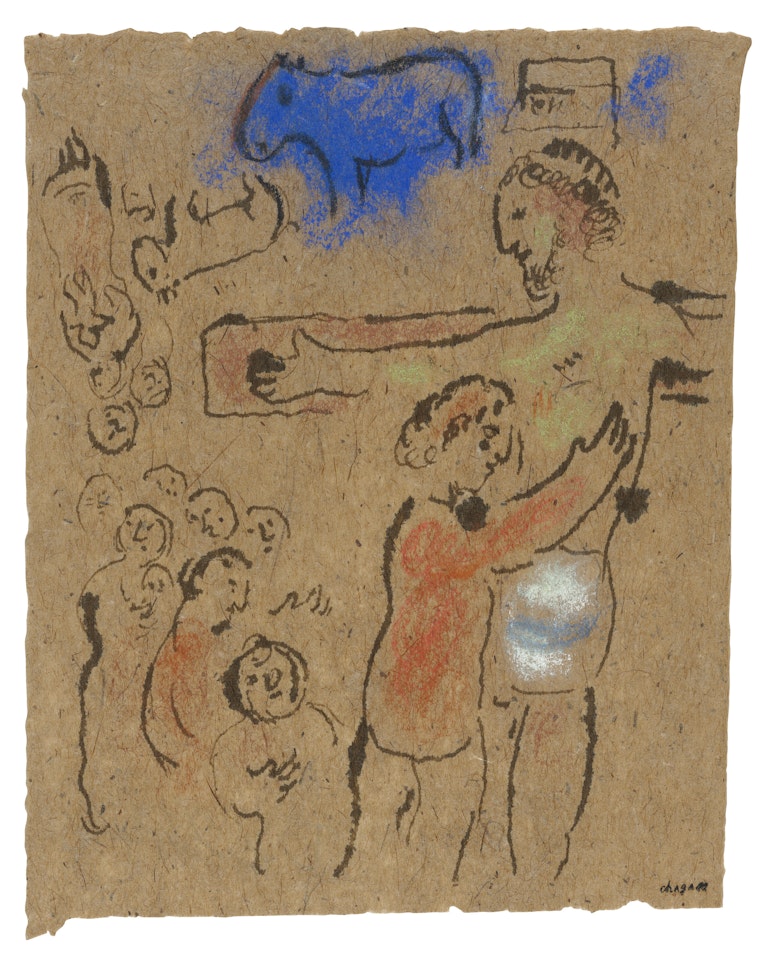 Rencontre avec le Prophète crucifié au veau d"or bleu by Marc Chagall