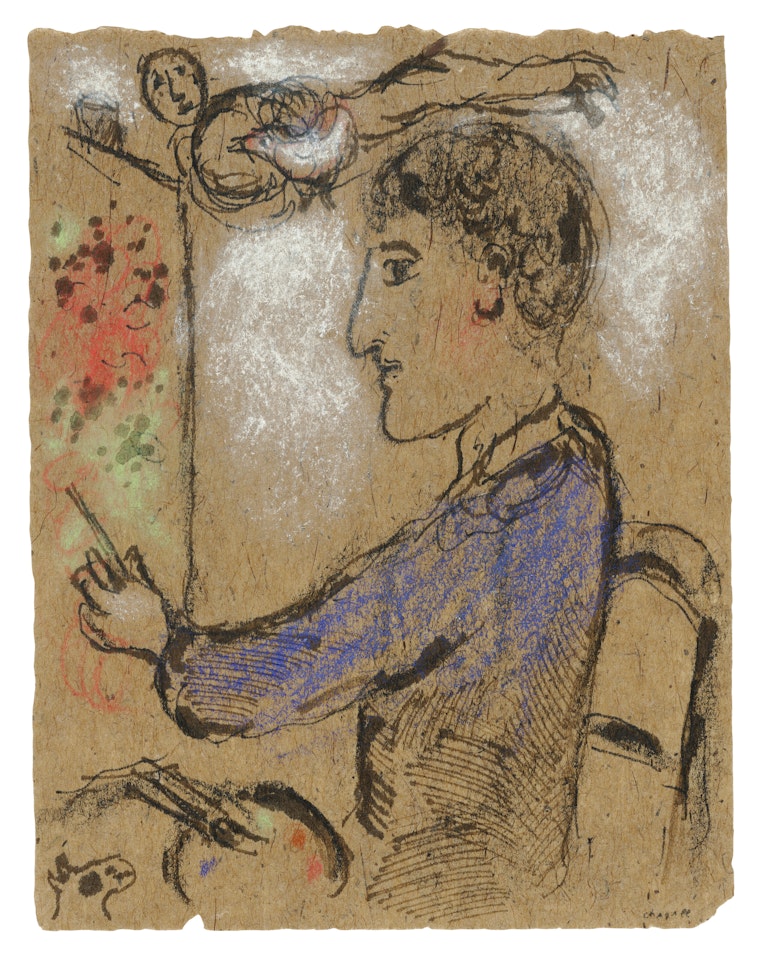 Peintre en bleu de profil by Marc Chagall