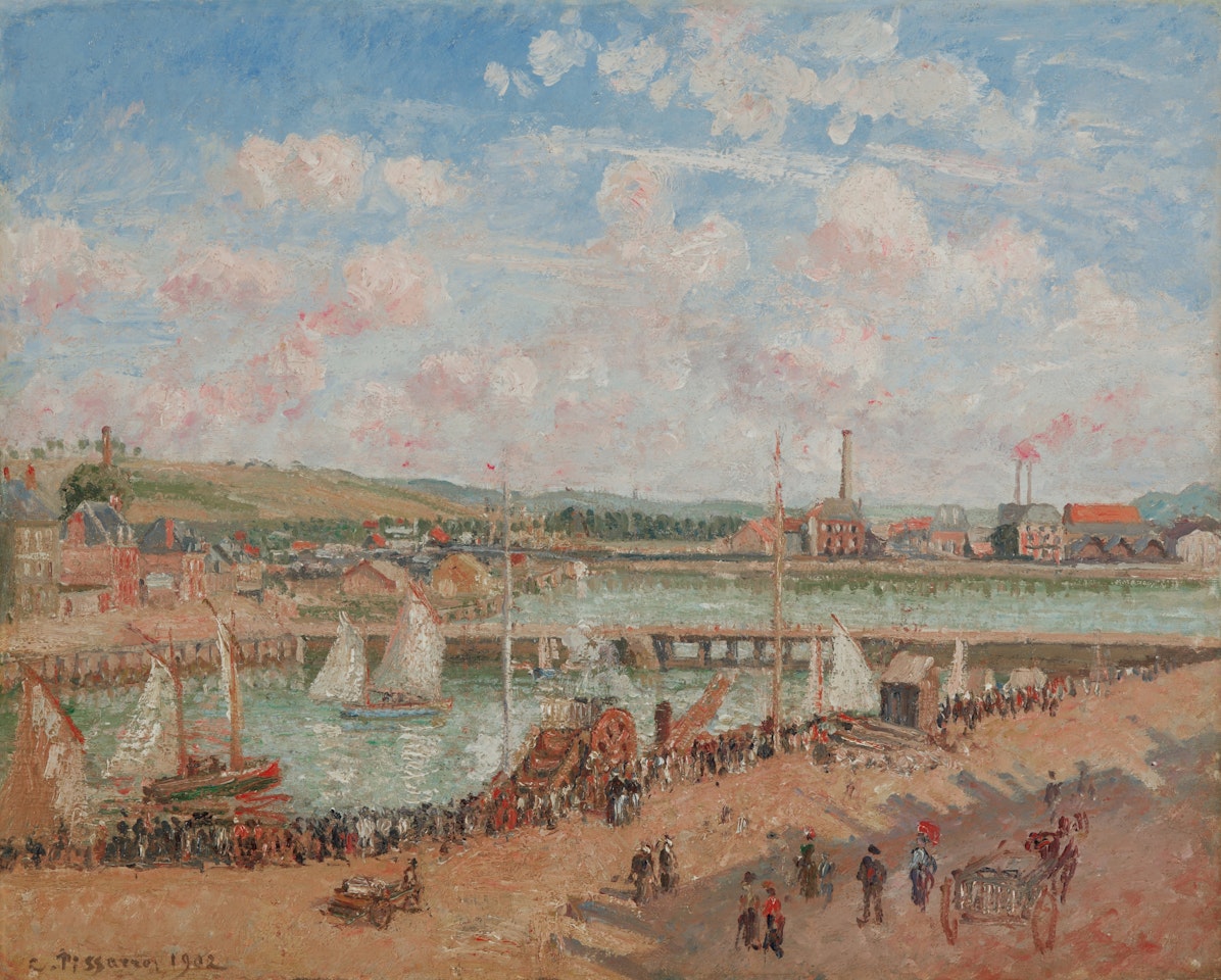 Darse de pêche et bassin Duquesne, Dieppe, après-midi ensoleillée by Camille Pissarro