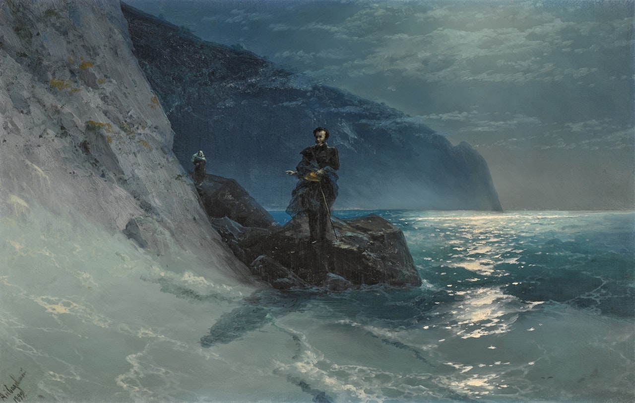 Alexander Pushkin by the Cliffs of Gurzuf by Ivan Konstantinovich Aivazovsky