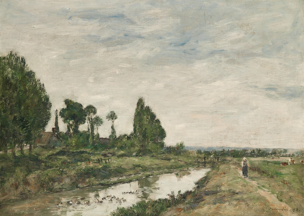 Petit canal à Quillebœuf by Eugène Boudin