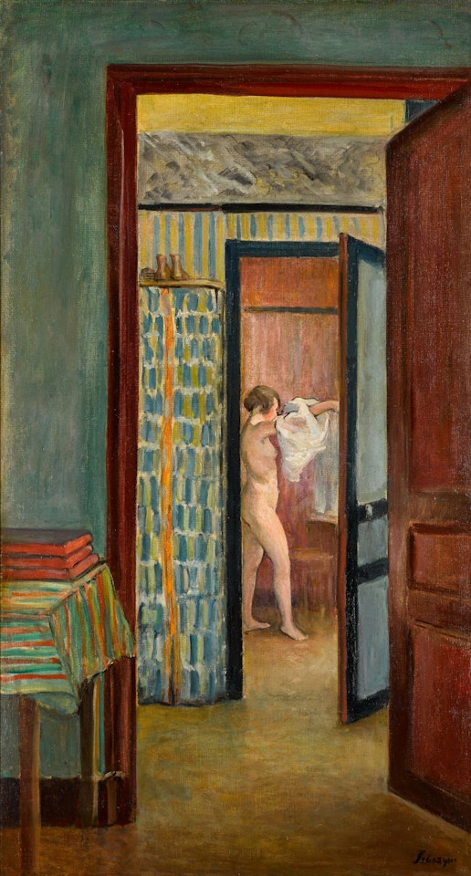 Nu mettant sa chemise dans un intérieur by Henri Lebasque