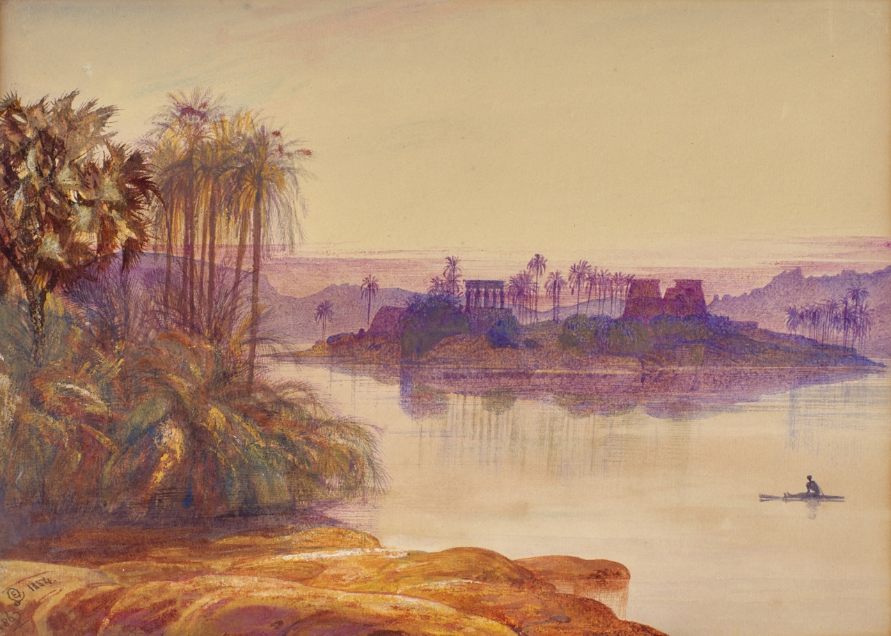 View of Philae at Sunset, Egypt by Edward Lear