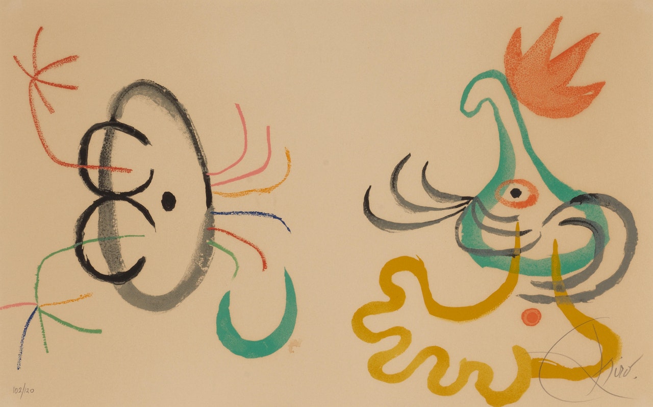 Plate V, from L"enfance d"Ubu (Mourlot 1002; Cramer books 204) by Joan Miró