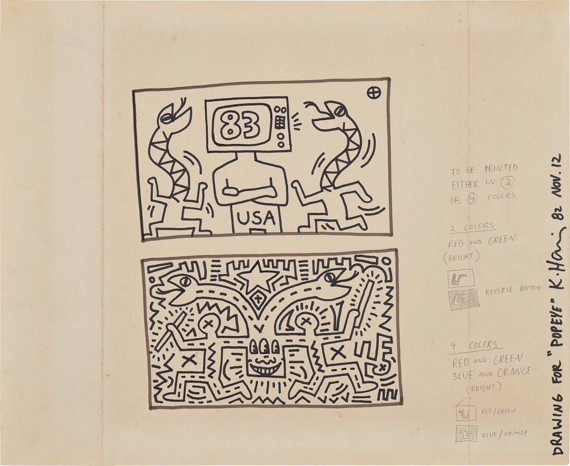 Untitled (Drawing for "Popeye") by Keith Haring