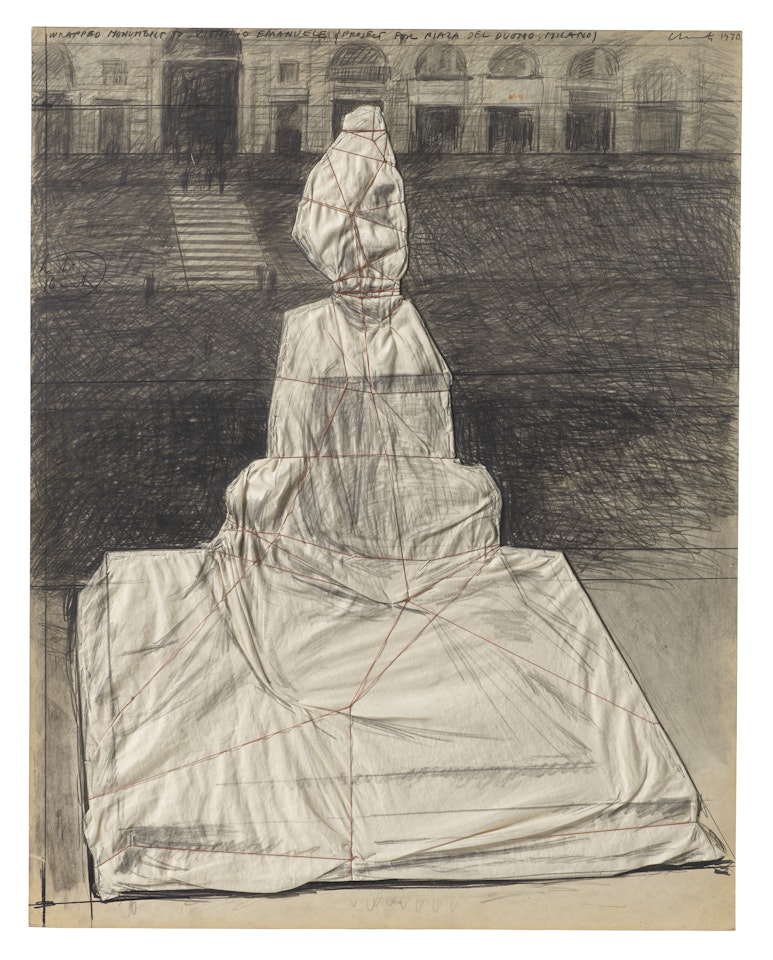 Wrapped Monument Vittorio Emanuele (Project Piaza del Duomo, Milano) by Christo