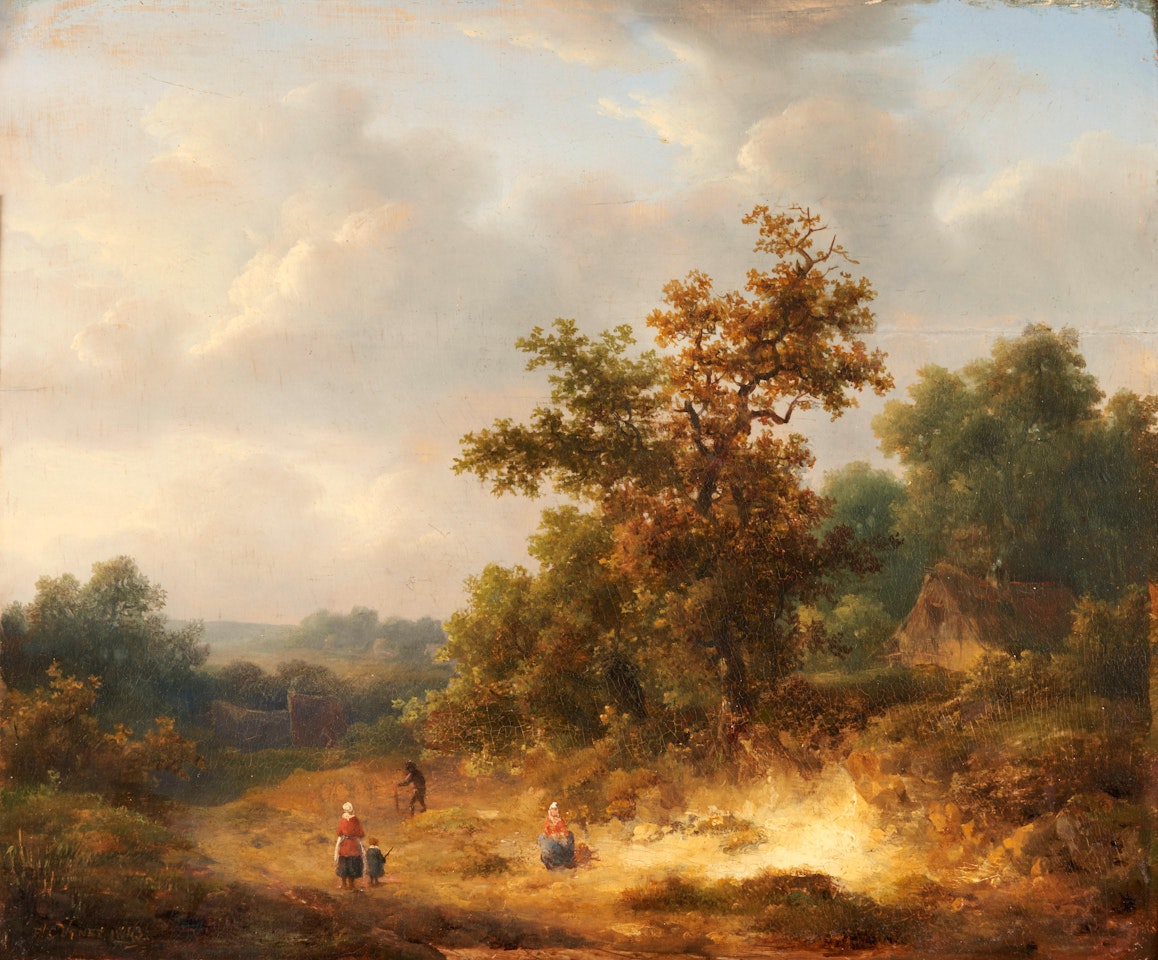 PEASANTS ON A COUNTRY PATH by French School