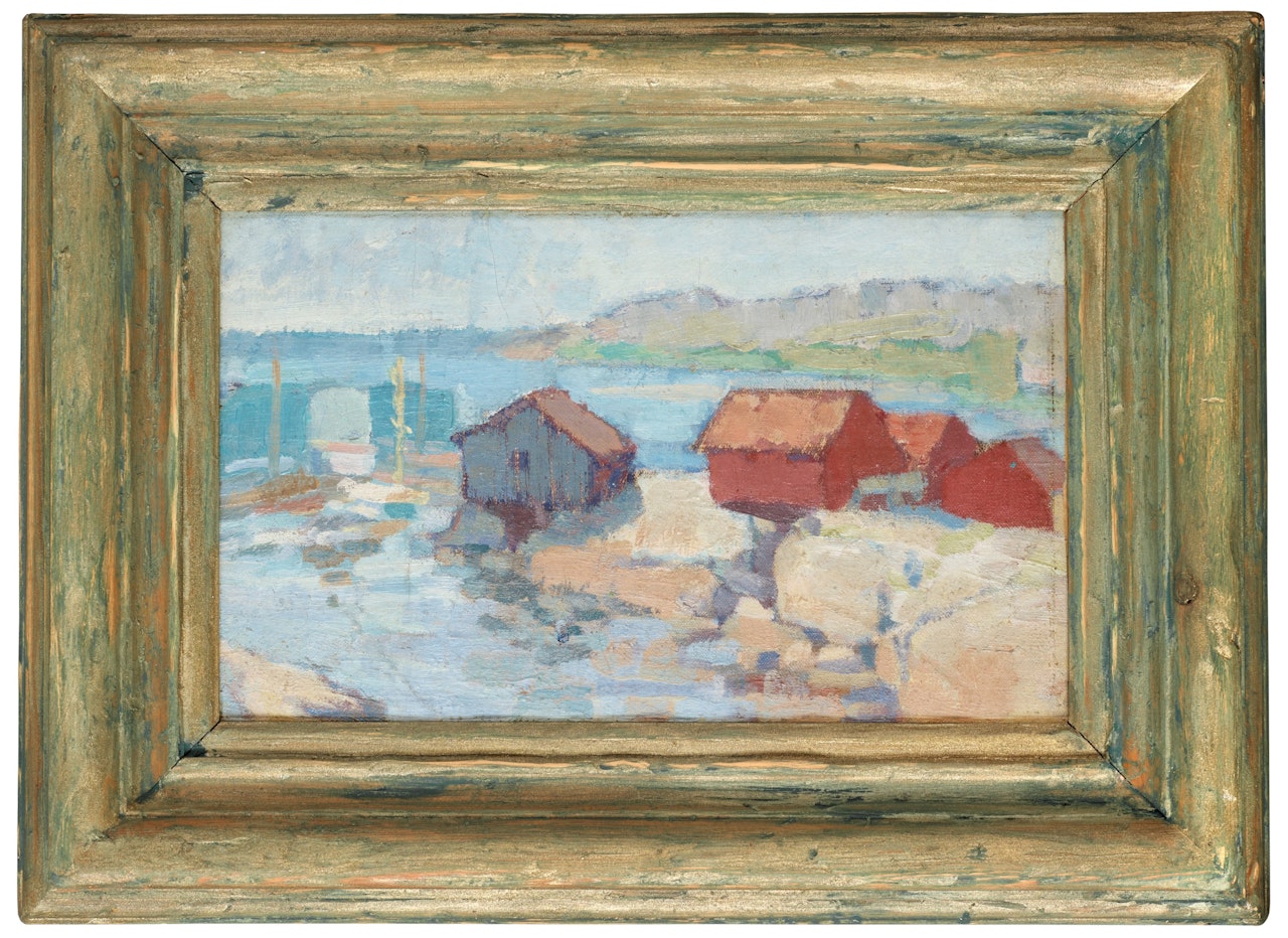"Sjöbodar vid Styrsö" (Costal motif, Sweden) by Carl Kylberg