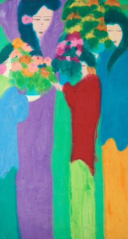 Women with flower baskets by Walasse Ting