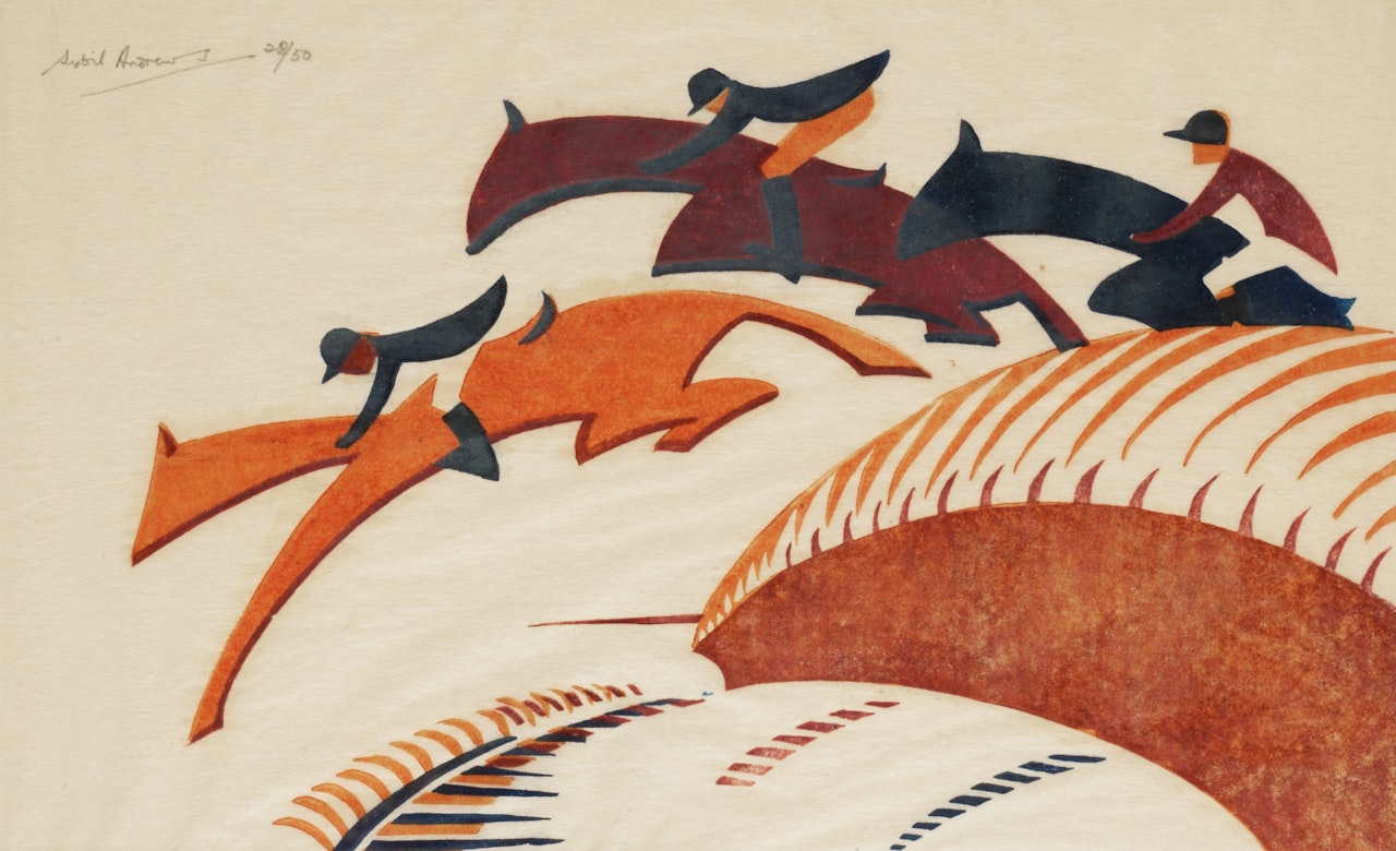 "Steeplechasing" by Sybil Andrews