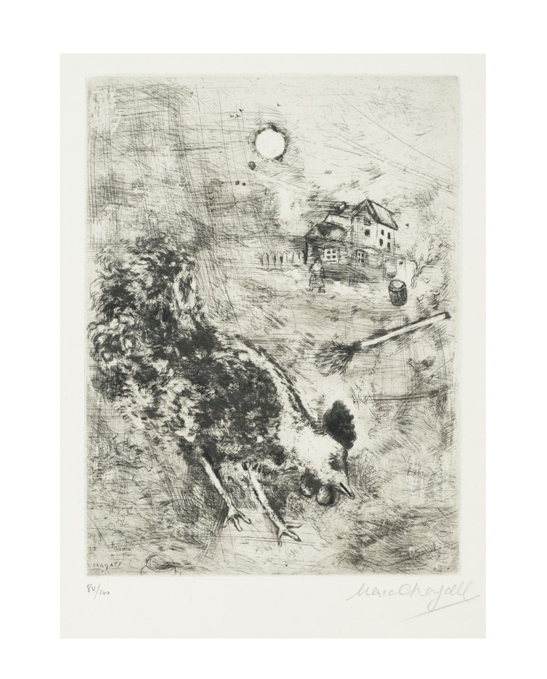 "Le coq et la perle", from: "Les fables de la Fontaine" by Marc Chagall