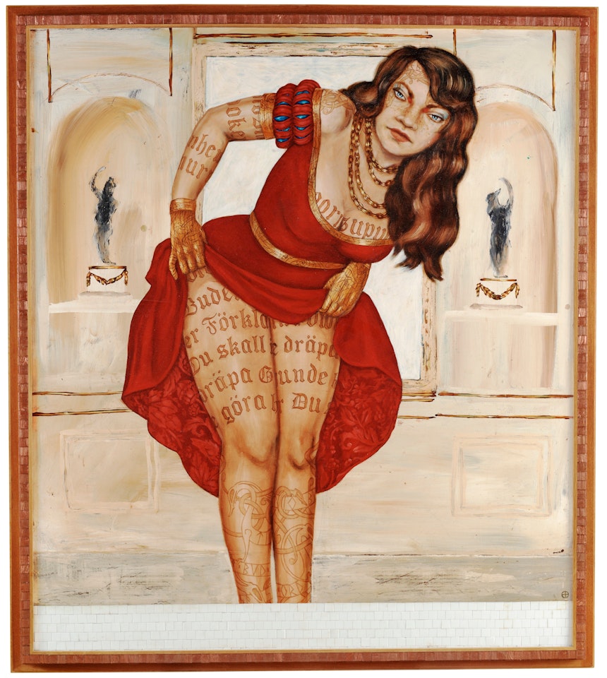 "Röd tatuerad kvinna (Justitia) " by Ernst Billgren
