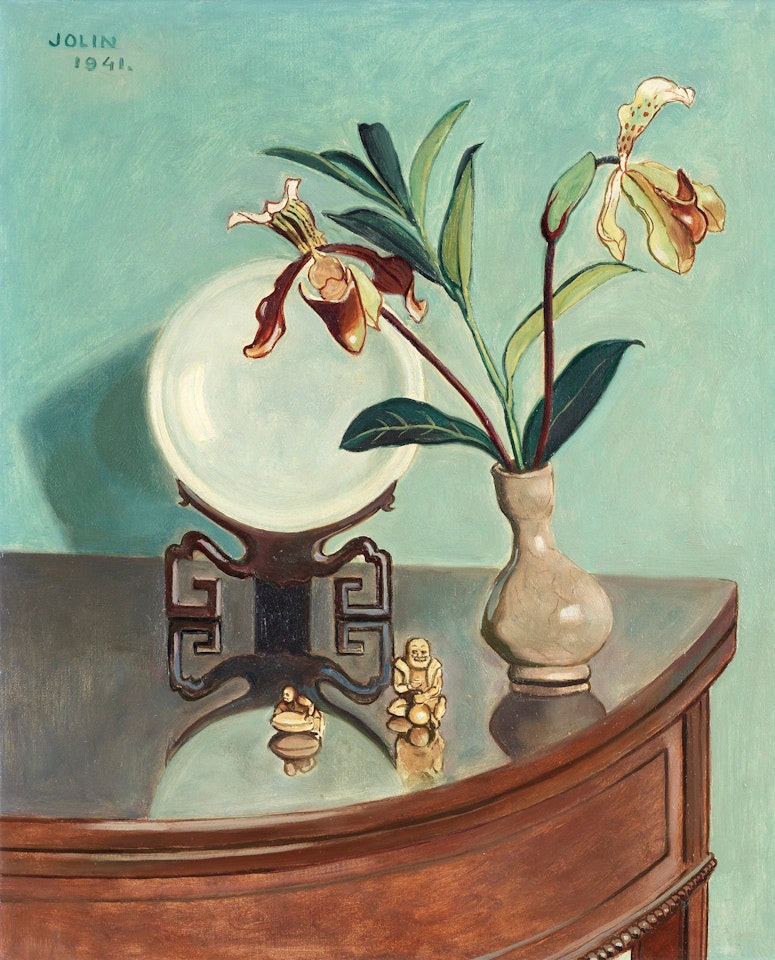 Still Life with Orchids and Oriental Objects by Einar Jolin