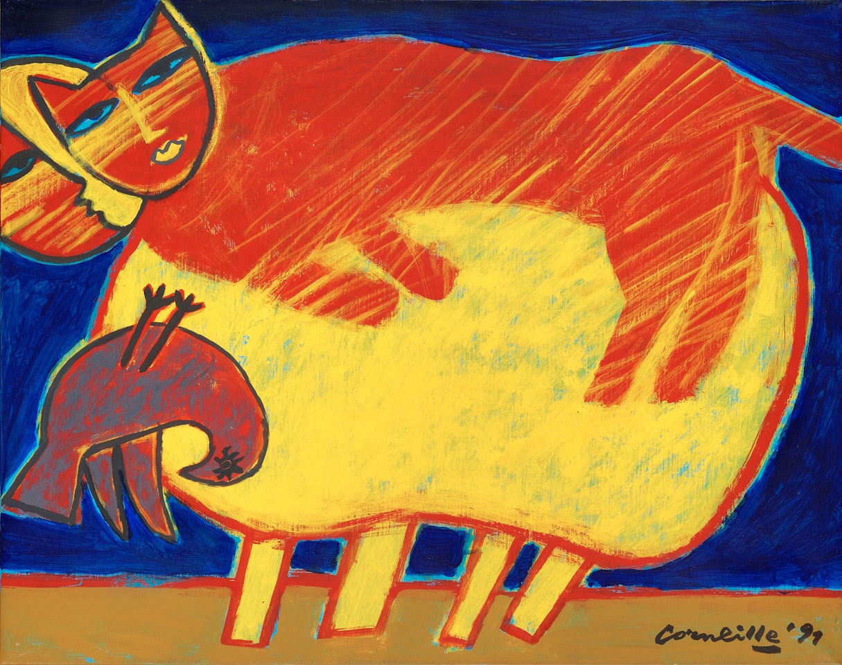 "Chat honoreaux dans l"arbe" by Corneille