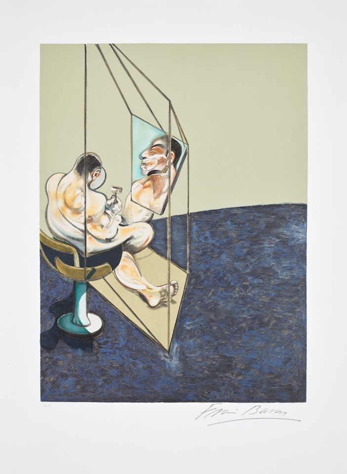 Trois études de dos d'homme (after, Three Studies of the Male Back 1970): left panel (S. 21, T. 21) by Francis Bacon