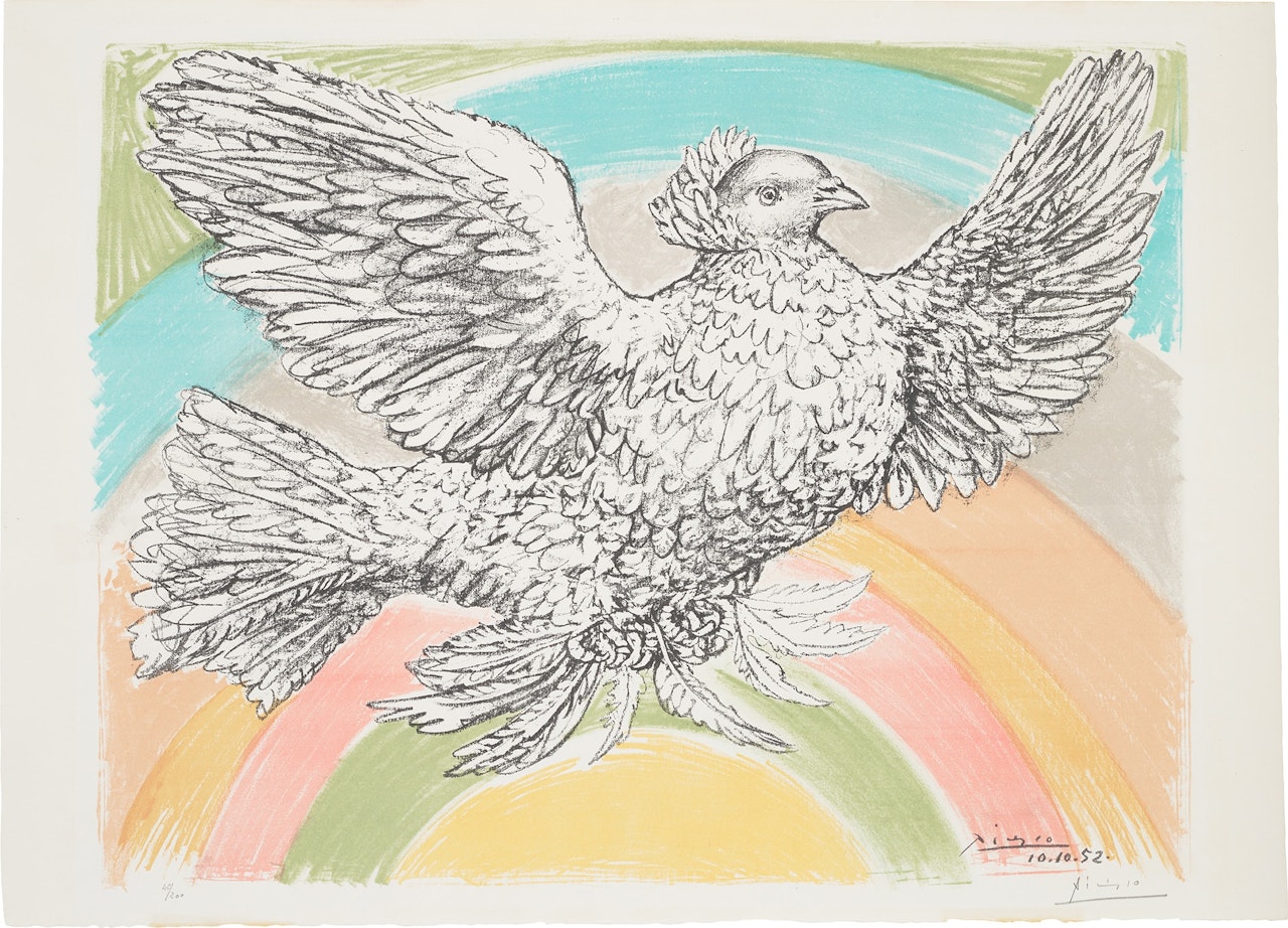 Colombe volant (à l'Arc-en-ciel) (Flying Dove in a Rainbow) (Bl. 712, M. 214) by Pablo Picasso