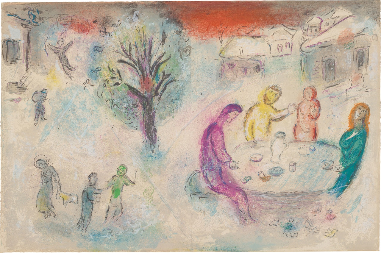 Le Repas chez Dryas (The Meal at Drya's House), from Daphnis et Chloé (Daphnis and Chloé) (M. 334, C. 46) by Marc Chagall