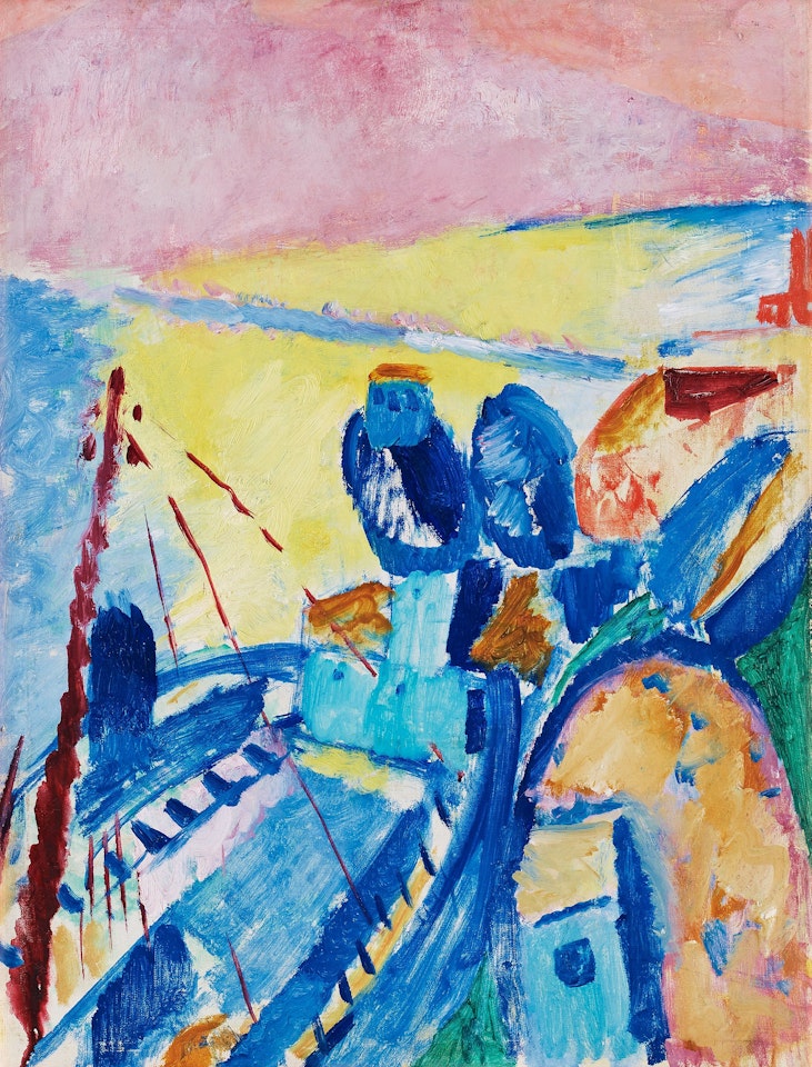 "Blå pråmar" by Sigrid Hjertén
