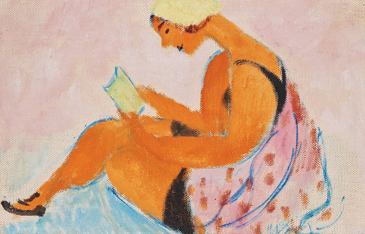 "Läsande flicka" (Reading girl) by Sigrid Hjertén
