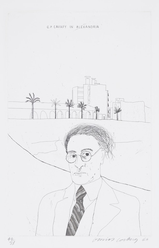 Portrait of Cavafy in Alexandria, plate I from Illustrations for 14 Poems by C.P. Cavafy (S.A.C. 47, M.C.A.T. 47) by David Hockney