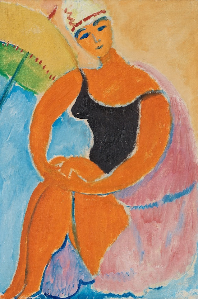 "Berthe med gult parasoll" (Berthe with yellow parasol) by Sigrid Hjertén