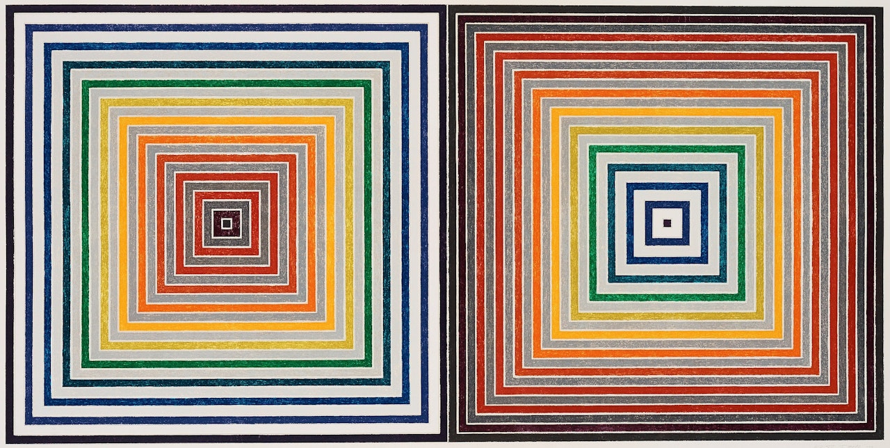 "Double gray scramble" by Frank Stella