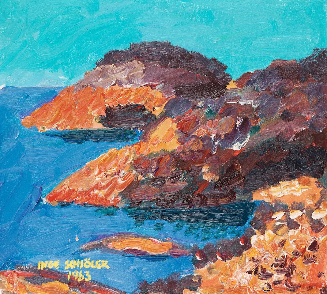 "Orangeröda klippor" (Orange cliffs) by Inge Schiöler