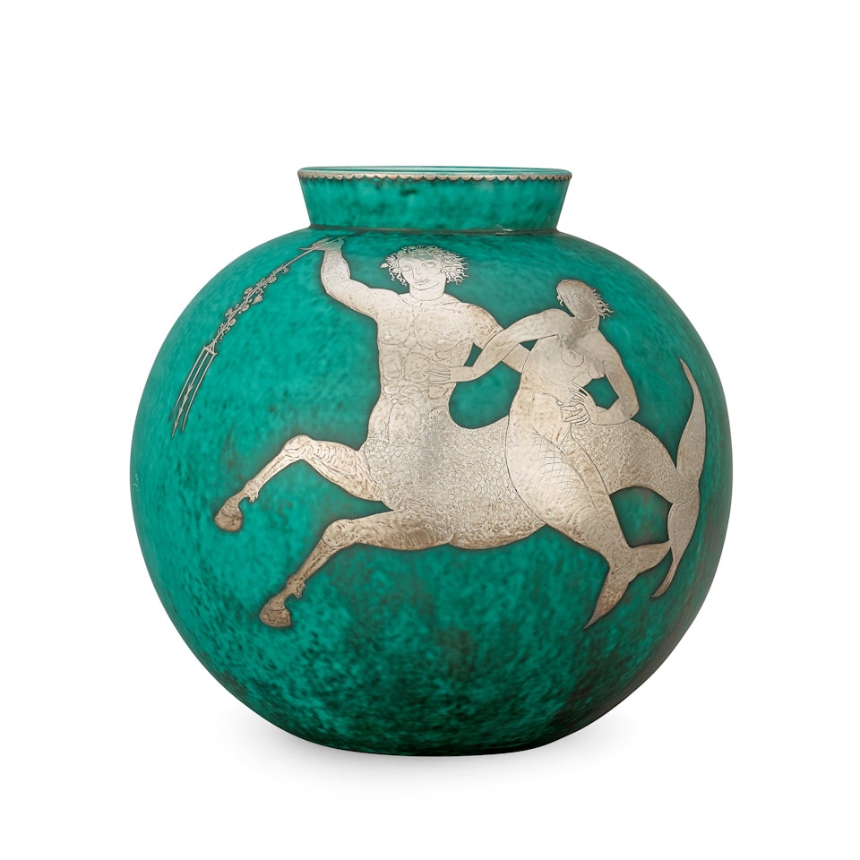 A Wilhelm Kåge "Argenta" stoneware urn by Wilhelm Kage