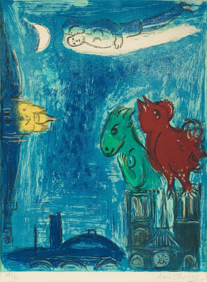 "Les monstres de Notre-Dame", from: "Derière Le Mirroir, no 66-68" by Marc Chagall