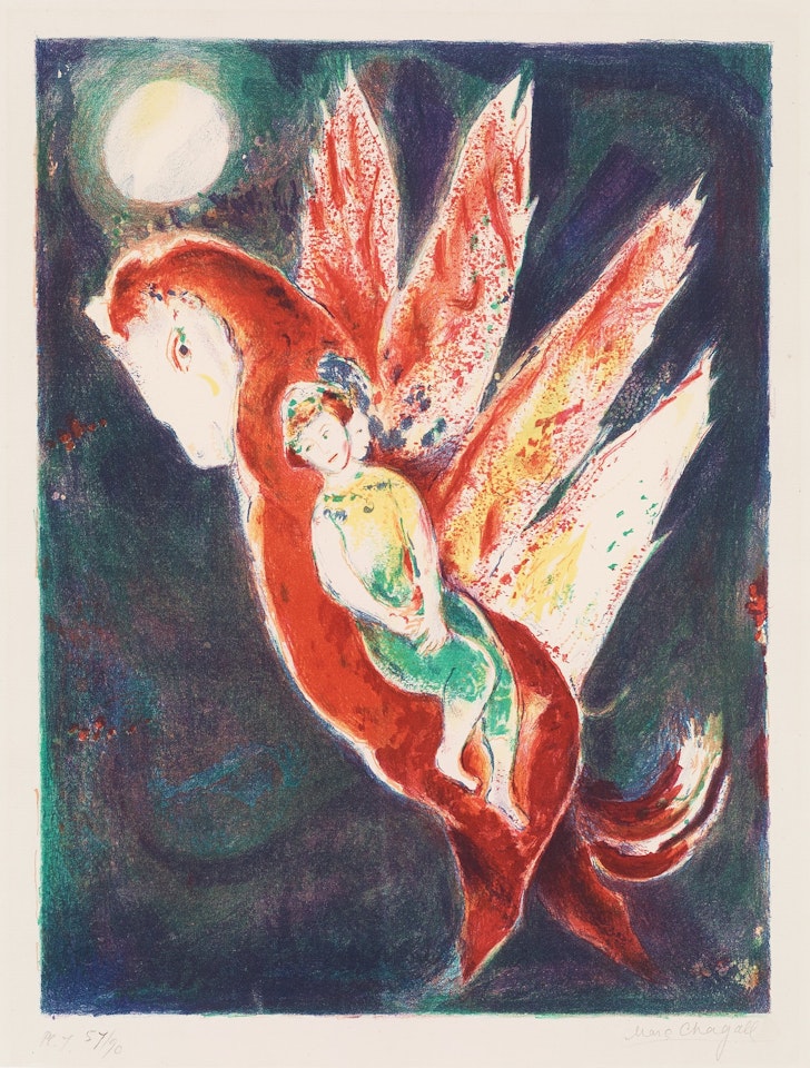 "Then the Old Woman Mounted the Ifrit"s Back..." from: "Four Tales from the Arabian Nights" by Marc Chagall